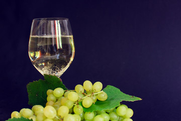 Weintrauben und Weißwein ,freigestellt