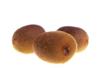 Three kiwi fruit isolated