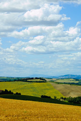 Summer fields with clouds in Italy