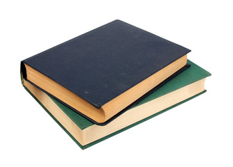 Green and dark blue two old books.