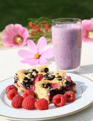 Cake and milk cocktail