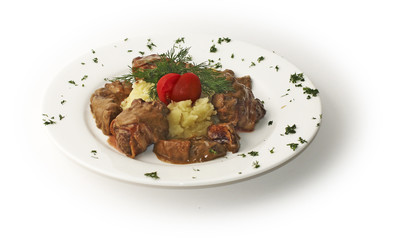 Meat, potato and green