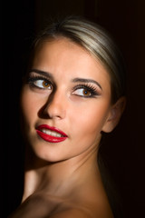 Fototapeta premium beautiful young woman portrait closeup