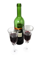bottle wine with wine glasses