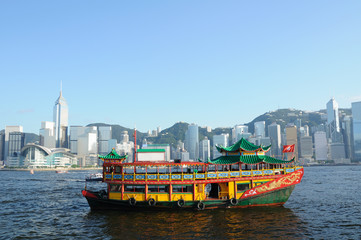 Chinese ship in Hong Kong Victoria Habour