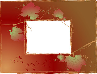 Autumn frame with grapevine leaves