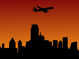 Fototapeta na wymiar plane arriving in Dallas