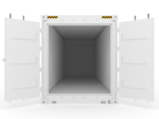 white open cargo container
