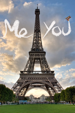 Love in Paris Eiffel Tower France Concept - Me and You