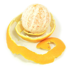 peel fresh orange isolated on white background