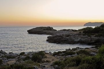 Sunset on the coast, Cilento coastline, Italy