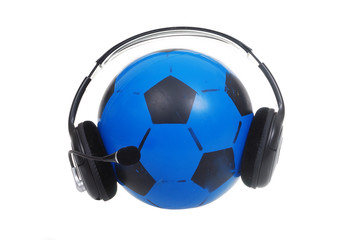 Blue ball as a person, with headset on