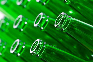 rows of green beer bottles