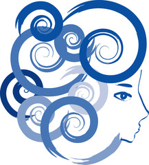 Art blue girl - vector image on white