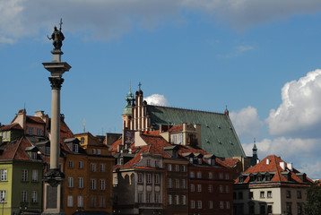Obraz premium Zygmunt`s Column and old town in Warsaw