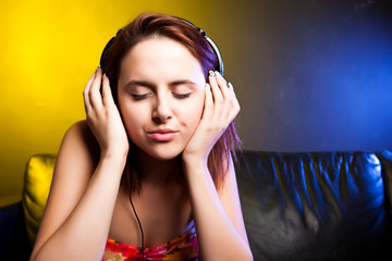 Beautiful woman with headphones