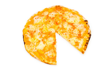 Round pizza isolated on the white background