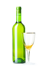 Bottle and glass isolated on the white