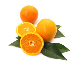 Oranges with green leaves
