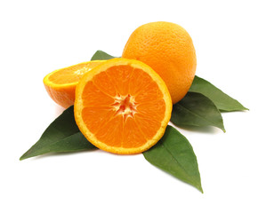 Oranges with leaves