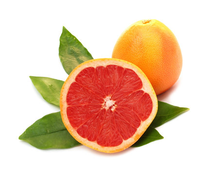 Grapefruit red with green leaves