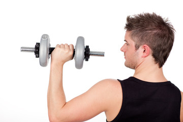 man lifting weights