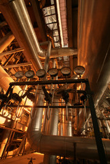 different size and shaped pipes at a power plant