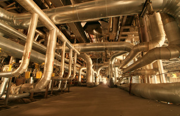 different size and shaped pipes at a power plant