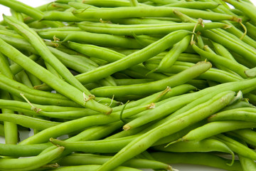 raw green beans in closeup