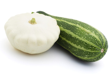 Green zucchini  and pattypan