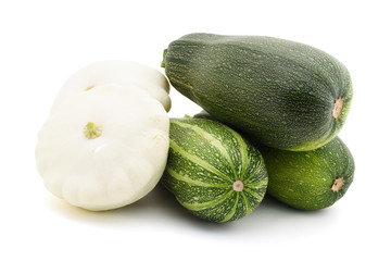 Green zucchini  and pattypan