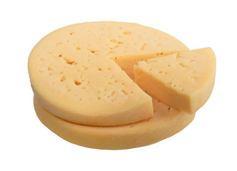 Yellow cheese of circle form with sector part.