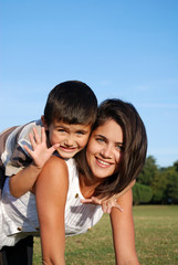 Obraz premium Happy mother and son