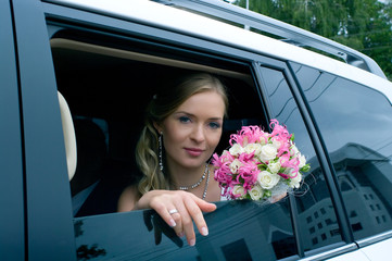 serenity bride with flower bouquet