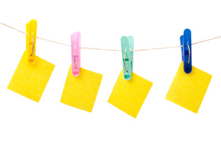 Clothespins with note