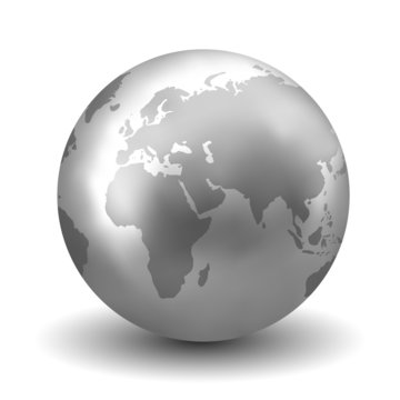 Vector Shiny Silver Earth Globe