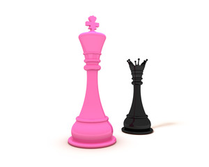 Girl power! - Mighty pink chess queen and a black king