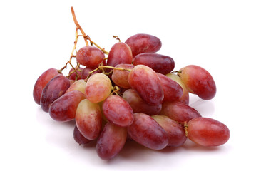 One cluster of red grapes