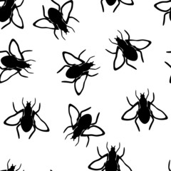 Vector seamless wallpaper with fly