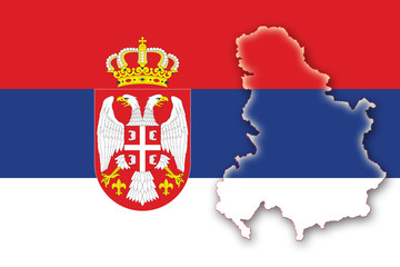 Obraz premium serbia serbien montenegro flag flagge shape