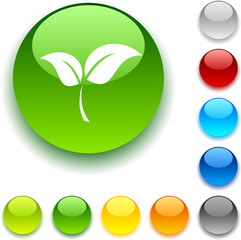 Ecology shiny button. Vector illustration