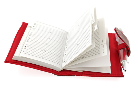 agenda rouge ouvert