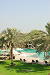 Swimming pool in luxurious hotel, Dubai, UAE