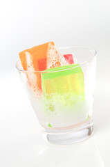 colorful soap on white background
