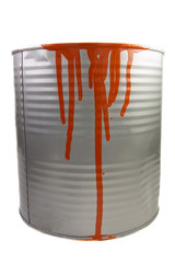 Tin of a red paint.