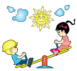 Children are playing on the playground