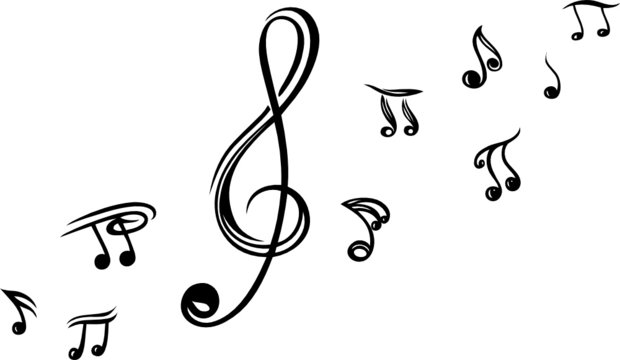 Einzelne Noten, Notenschl&uuml;ssel, Musiknoten, Musik