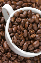 Coffee beans and cup