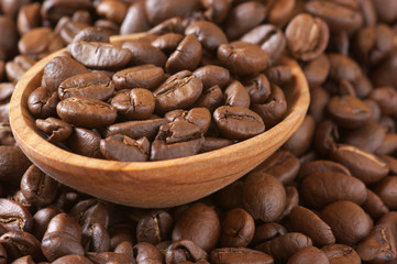 Coffee beans and spoon