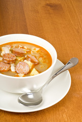 Romano Bean Soup with Chorizo Sausages